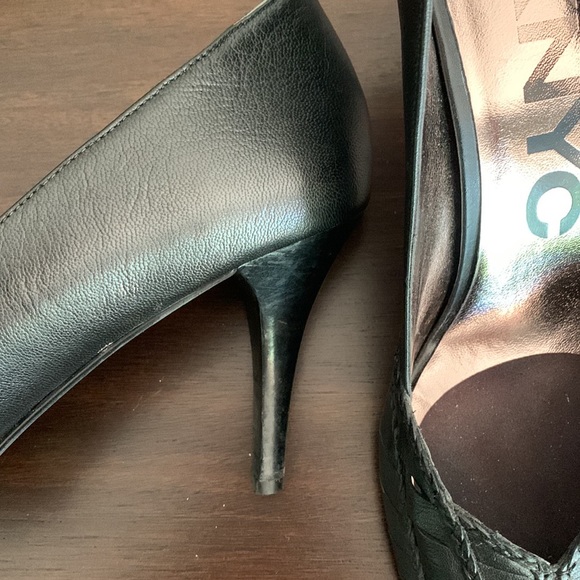 DKNYC Leather Peep Toe Heels - Picture 3 of 12